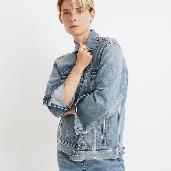 Madewell Oversized Trucker Light Wash Denim Jacket M FAIR CONDITION